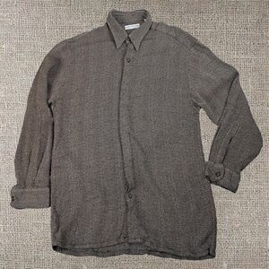 Martini Carl Gray Striped Wool Blend Dress Shirt Men's L Regular Fit Long Sleeve